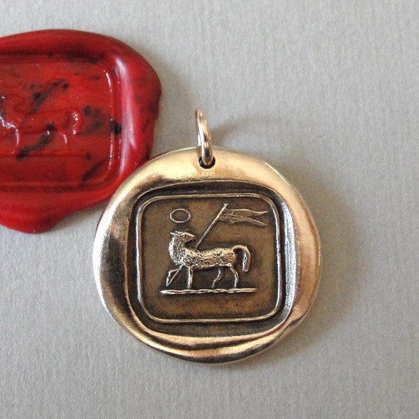 Lamb of God Wax Seal Charm - Agnus Dei antique wax seal charm jewelry Christian Faith Religious