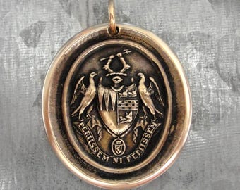 Overcoming Challenges, Falcon Wax Seal Pendant, Bronze Jewelry