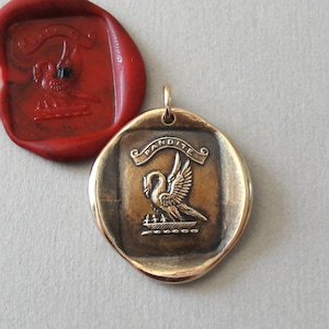 Mother&#39;s Love Wax Seal Pendant Pelican In Piety antique wax seal jewelry Latin motto Motherhood Devotion