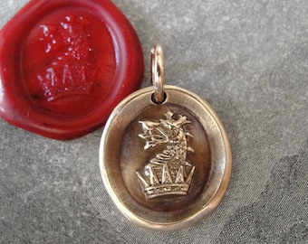 Colgante de sello de cera de dragón - Amuleto protector de bronce macizo - Joyería heráldica