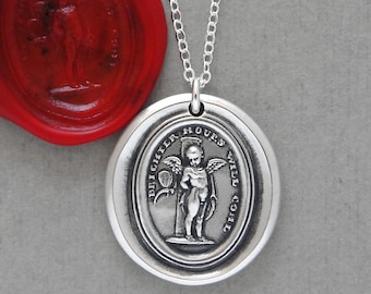 Brighter Hours Will Come - Wax Seal Necklace Cupid Psyche - Encouragement Sympathy Silver Wax Seal Jewelry