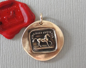 Horse Wax Seal Pendant - Equestrian Jewelry - French High Spirited Quote