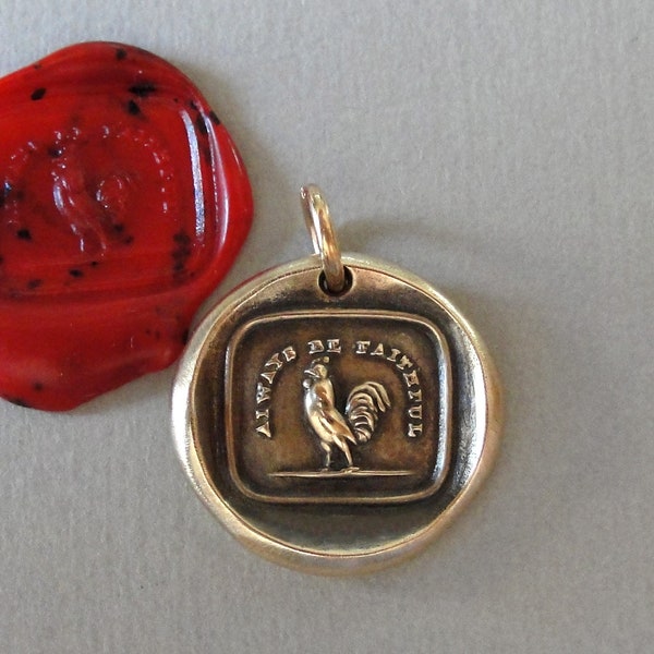 Always Be Faithful - Hahn Wachs Siegel Anhänger - Gamecock Antique Wax Seal Charm Schmuck