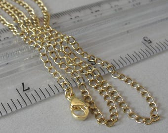 18K Gold Plated Stainless Steel Necklace, Shiny Link Chain Jewelry, 24 inch