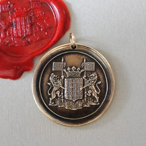 Rampant Lion Wax Seal Pendant - Courage Bravery Strength Antique Wax Seal Jewelry