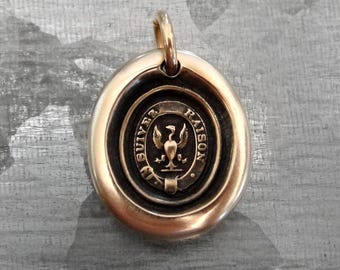 Follow Reason As Your Guide, Wax Seal Charm, Antique Bronze Eagle Jewelry
