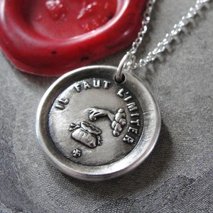 We Must Mimic - Wax Seal Necklace Giving Generosity antique wax seal charm jewelry Charitable Heart Good Deeds motto