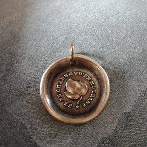 I Never Change Wax Seal Charm - Antique Bronze Leaf Wax Seal Jewelry French Motto Resilience