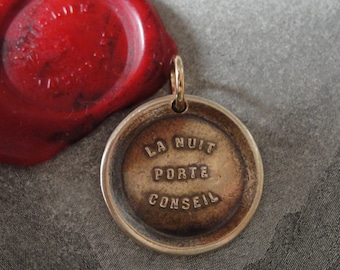 The Darkest Hour Is Just Before Dawn Wax Seal Charm - antique wax seal jewelry pendant French hope proverb by RQP Studio