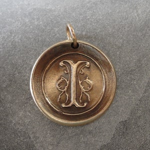 Wax Seal Charm Initial I - wax seal jewelry pendant alphabet charms Letter I