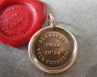 Forgive Others Wax Seal Charm - antique wax seal jewelry pendant - bible quote Forgive So That You May Be Forgiven by RQP Studio