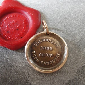 Forgive Others Wax Seal Charm - antique wax seal jewelry pendant - bible quote Forgive So That You May Be Forgiven by RQP Studio