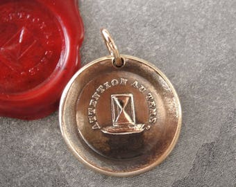 Wax Seal Pendant: Seize The Day Motto,  Hourglass Time Jewelry
