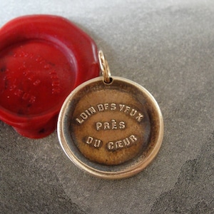 Absence Makes The Heart Grow Fonder Wax Seal Charm - antique wax seal jewelry pendant French motto quote proverb