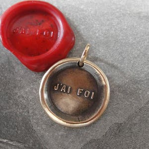 I Have Faith - Wax Seal Pendant French motto antique wax seal jewelry charm by RQP Studio