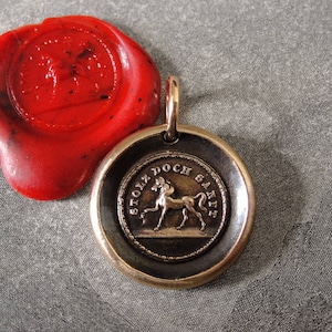 High Spirited Horse Wax Seal Charm - antique wax seal jewelry pendant German motto Proud Yet Gentle