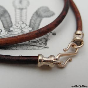 Vintage Brown 3mm Thick Leather Necklace Cord With Bronze Clasp