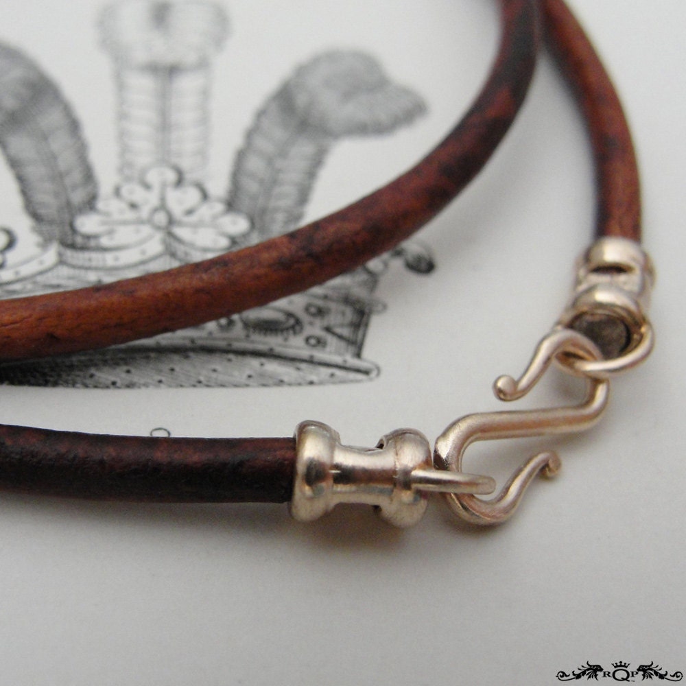 Vintage Brown 3mm Thick Leather Necklace Cord With Bronze Clasp - Etsy