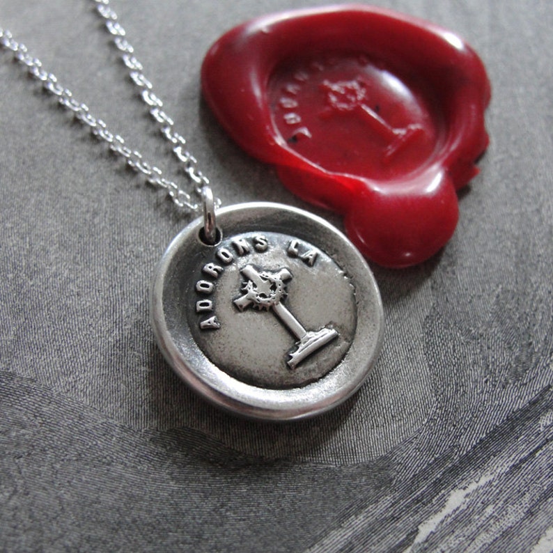 Cross Wax Seal Necklace antique wax seal charm jewelry Etsy