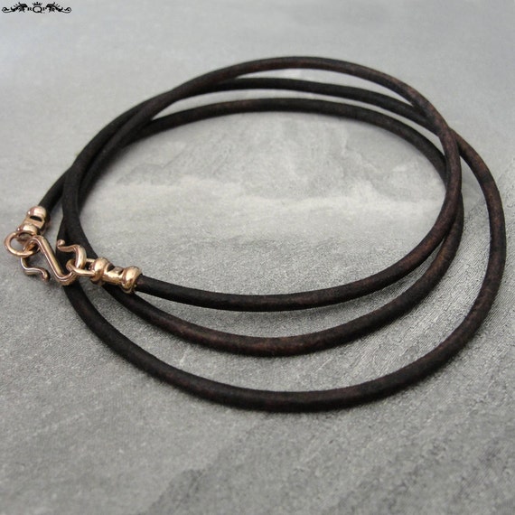 Antique Dark Brown 2mm Leather Necklace Cord With Bronze Clasp