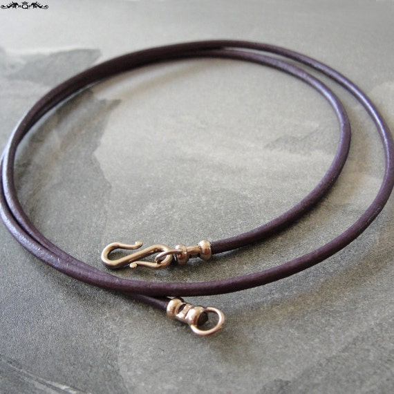 Antique Dark Brown 2mm Leather Necklace Cord With Bronze Clasp