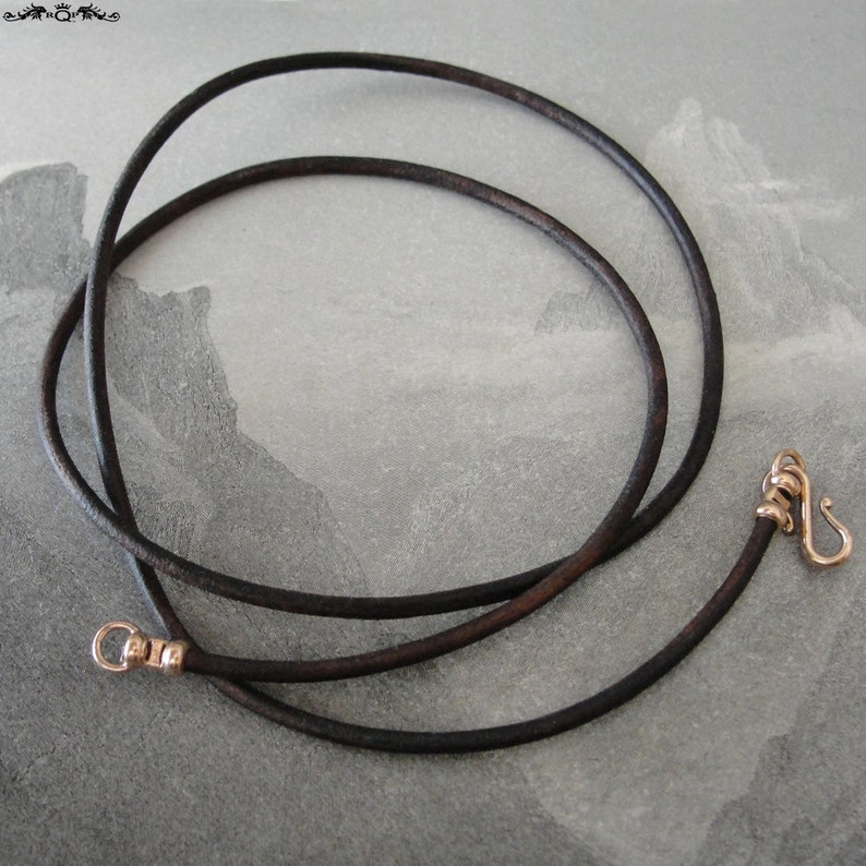 Antique Dark Brown 2mm Leather Necklace Cord With Bronze Clasp Etsy