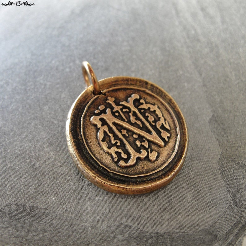 Wax Seal Charm Initial N wax seal jewelry pendant alphabet charms Letter N image 2