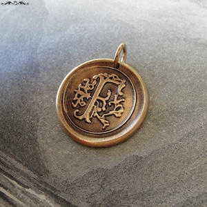 Wax Seal Charm Initial F - wax seal jewelry pendant alphabet charms Letter F