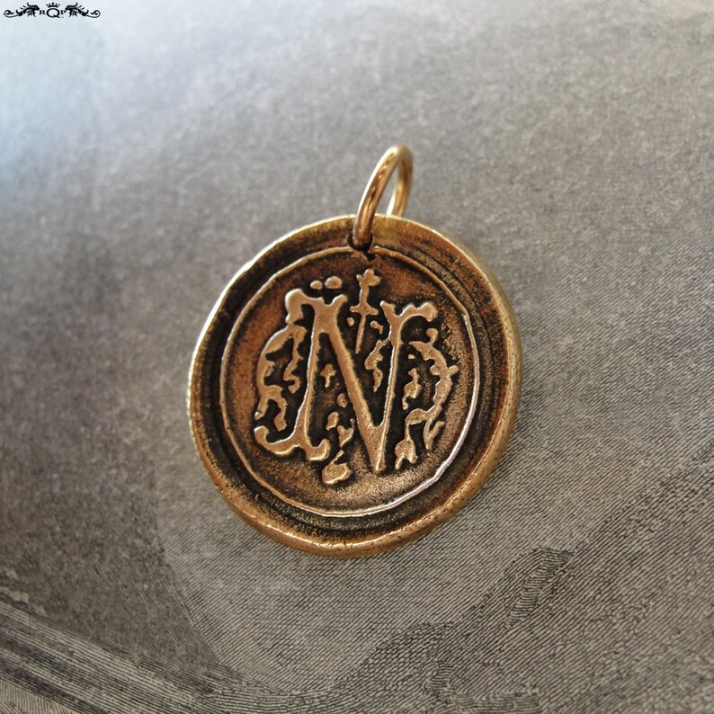 Wax Seal Charm Initial N wax seal jewelry pendant alphabet charms Letter N image 4