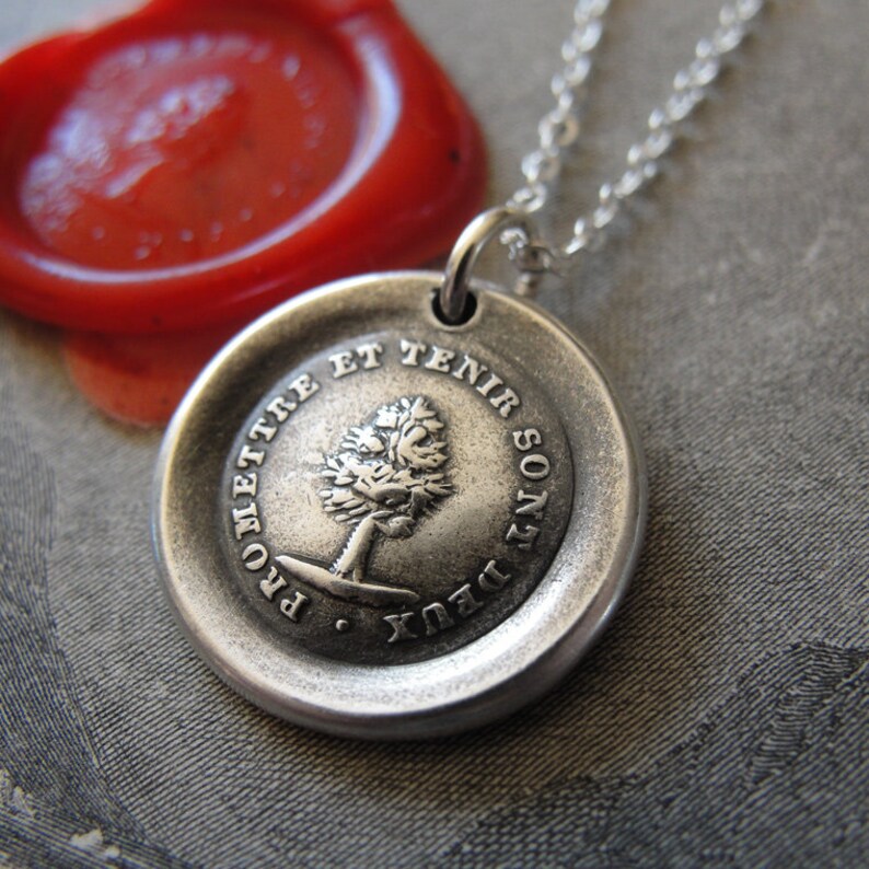 Keep Promise Wax Seal Necklace Antique Tree wax seal charm