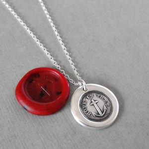 Hope In Thee Wax Seal Necklace With Anchor Antique Wax Seal Charm Jewelry Mariners Cross image 3