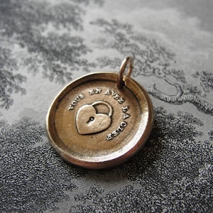 Heart Wax Seal Pendant In Bronze - You Have The Key - Antique Wax Seal Jewelry