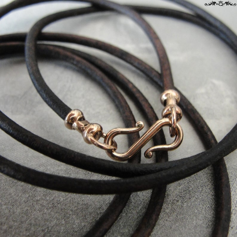 Antique Dark Brown 2mm Leather Necklace Cord With Bronze Clasp Etsy