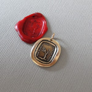 Mourning Wax Seal Charm My Love Lasts After Death Antique Seal Jewelry Pendant Dead Tree French Motto image 4