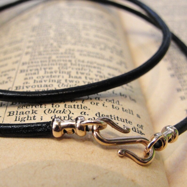 Leather necklace cord with bronze clasp black 16 inch 2mm Etsy