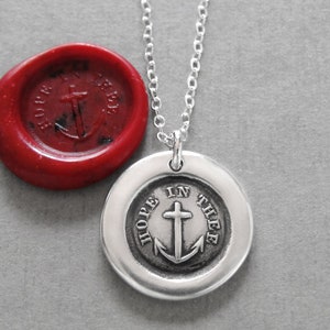 Hope In Thee Wax Seal Necklace With Anchor Antique Wax Seal Charm Jewelry Mariners Cross image 6