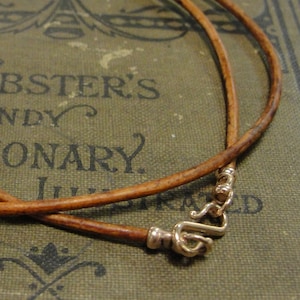 Distressed Light Brown 2mm Leather Necklace Cord With Bronze Clasp