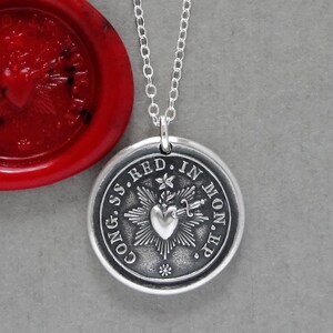Divine Heart Wax Seal Necklace with sacred heart antique French wax seal charm jewelry Love image 3