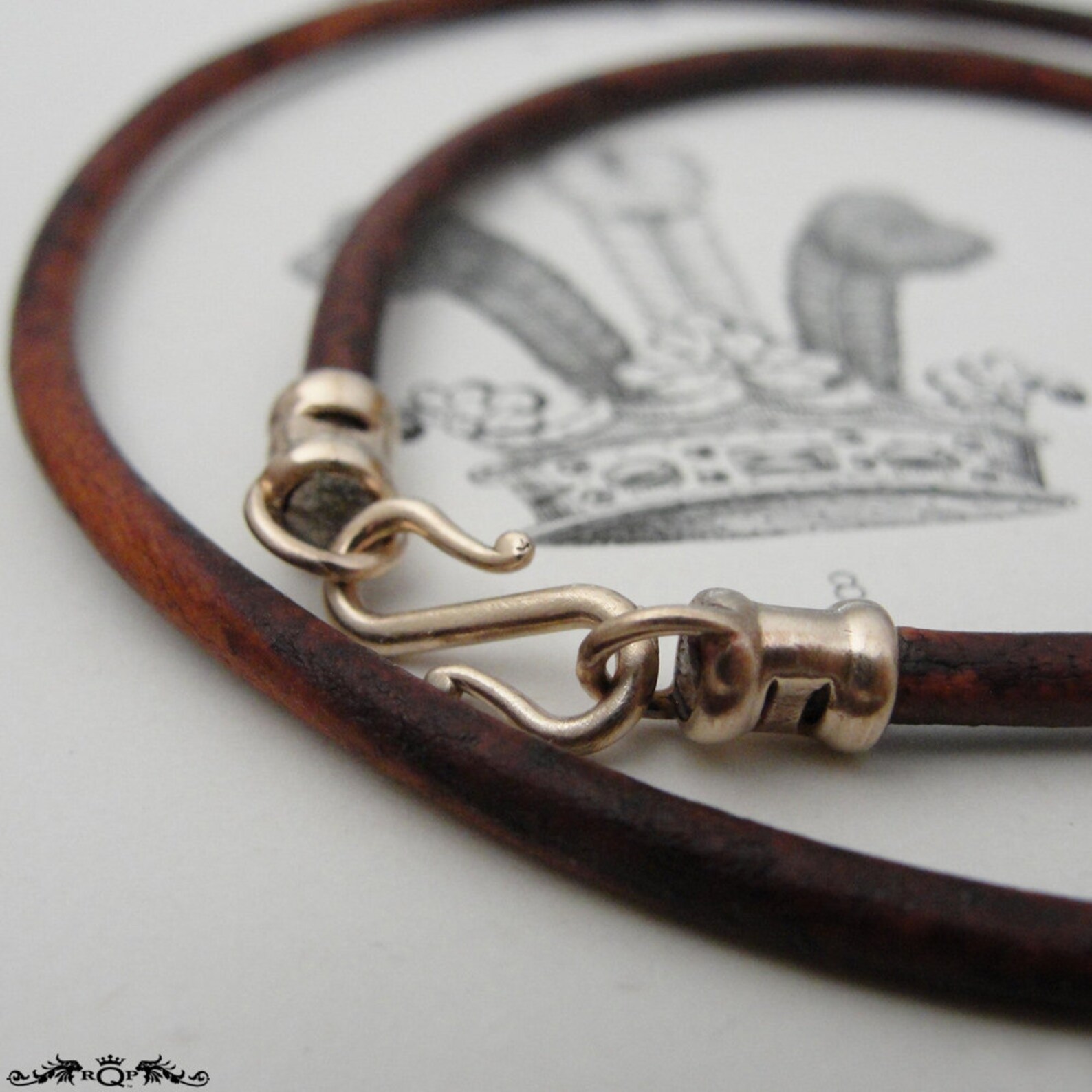 Thick leather necklace cord with bronze clasp vintage brown Etsy