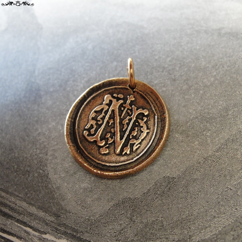 Wax Seal Charm Initial N wax seal jewelry pendant alphabet charms Letter N image 1