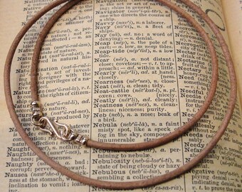 Natural Light Brown Beige 2mm Leather Necklace Cord With Bronze Clasp