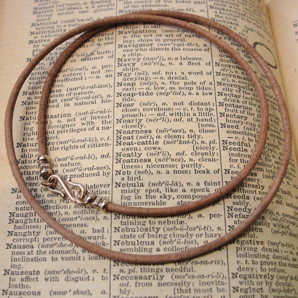 Natural Light Brown Beige 2mm Leather Necklace Cord With Bronze Clasp