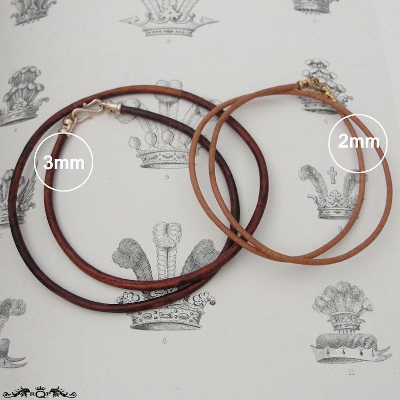 Thick leather necklace cord with bronze clasp vintage brown Etsy