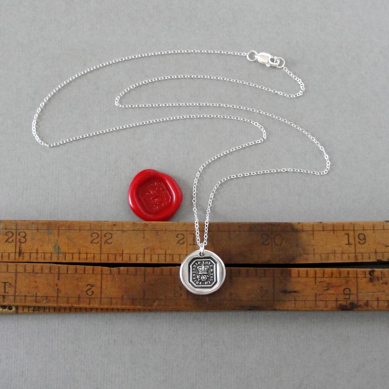 Friendship Love Truth Wax Seal Necklace With Crown And Rose Antique Wax Seal Jewelry image 2