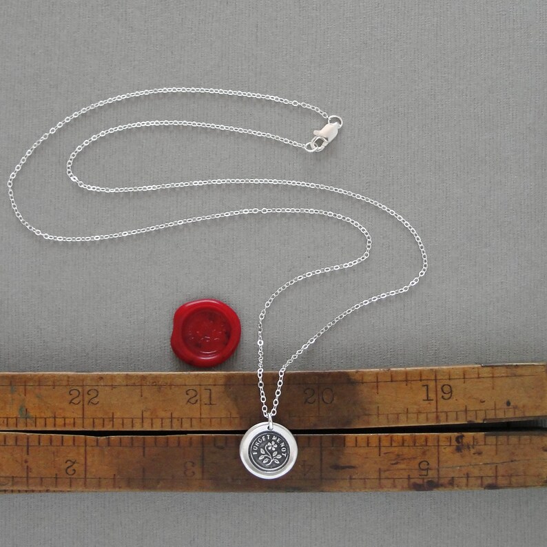 Forget Me Not Wax Seal Necklace In Silver Flower Wax Seal Charm Jewelry image 2