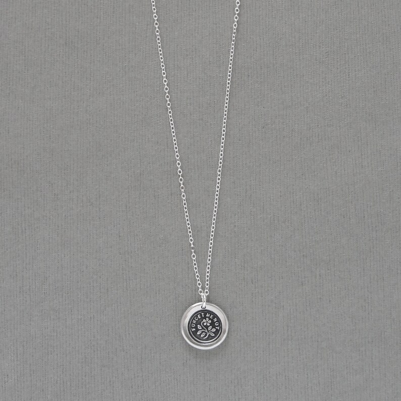 Forget Me Not Wax Seal Necklace In Silver Flower Wax Seal Charm Jewelry image 7
