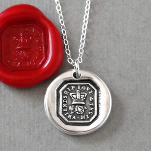 Friendship Love Truth Wax Seal Necklace With Crown And Rose Antique Wax Seal Jewelry image 5