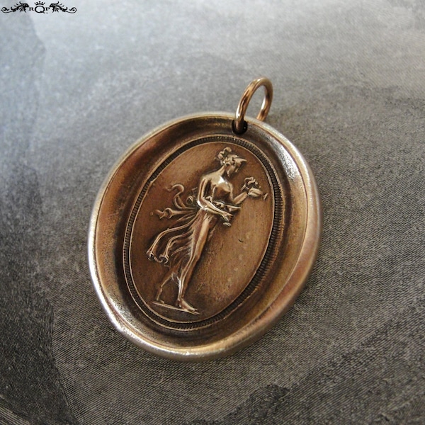 Hebe wax seal charm - Goddess of Youth - antique wax seal jewelry after Antonio Canova