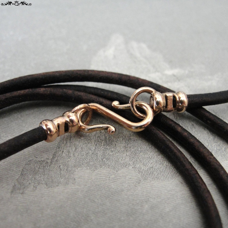 Antique Dark Brown 2mm Leather Necklace Cord With Bronze Clasp Etsy