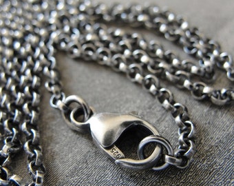 Sterling Silver rollo chain 36 inch long necklace (2.1mm) antique style oxidized for RQP Studio wax seal jewelry